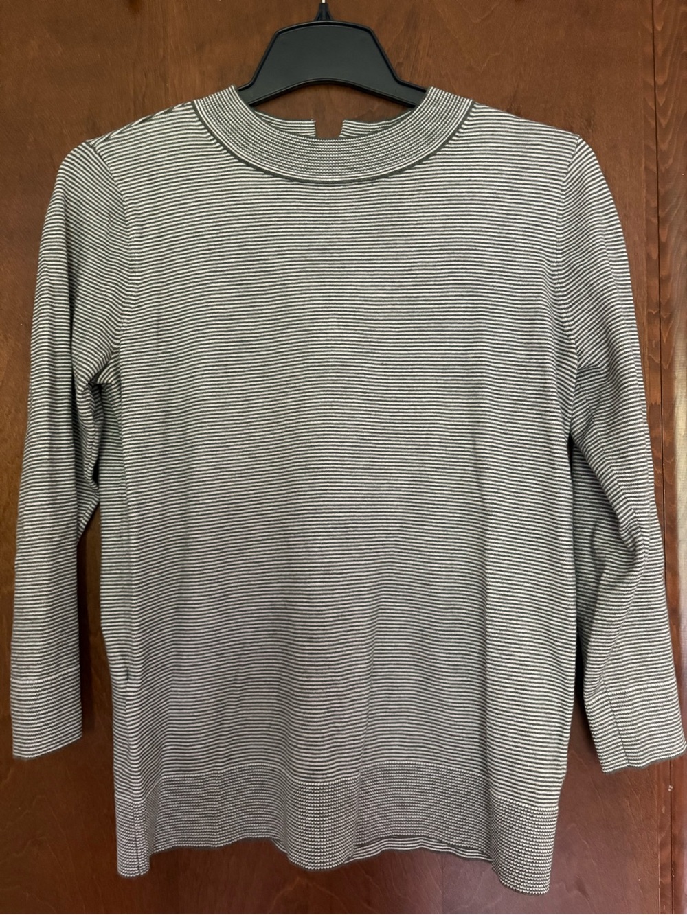 LOFT Striped Crewneck Top - Black & White